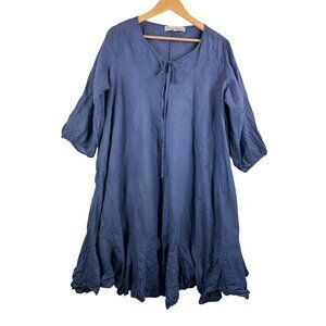 JP and Mattie lagen look oversized ruffle midi dress blue 90s sz L